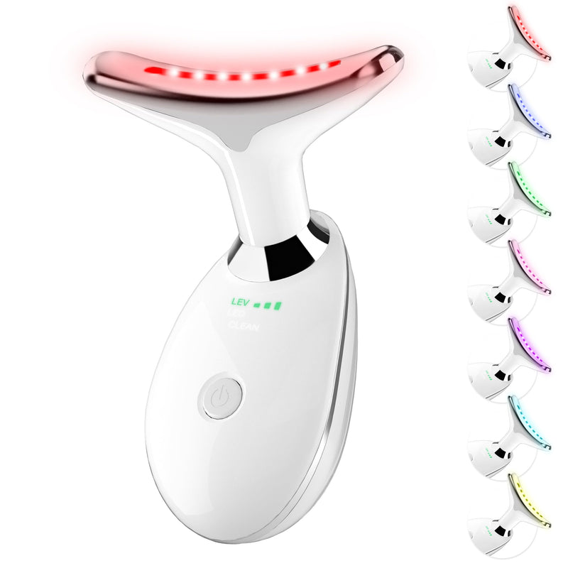 [Australia] - Red Light Therapy for Face, 7 Color LED Facial Light Therapy Wand for Skin Care at Home Blue Light Therapy Face Massager Tool for Neck (White) White 