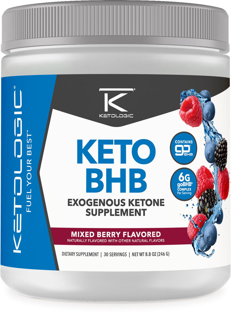 [Australia] - Ketologic Keto BHB (Mixed Berry Flavor) 30 Servings - Exogenous Ketone Supplement with goBHB, Beta-Hydroxybutyrate Salts Mixed Berry 