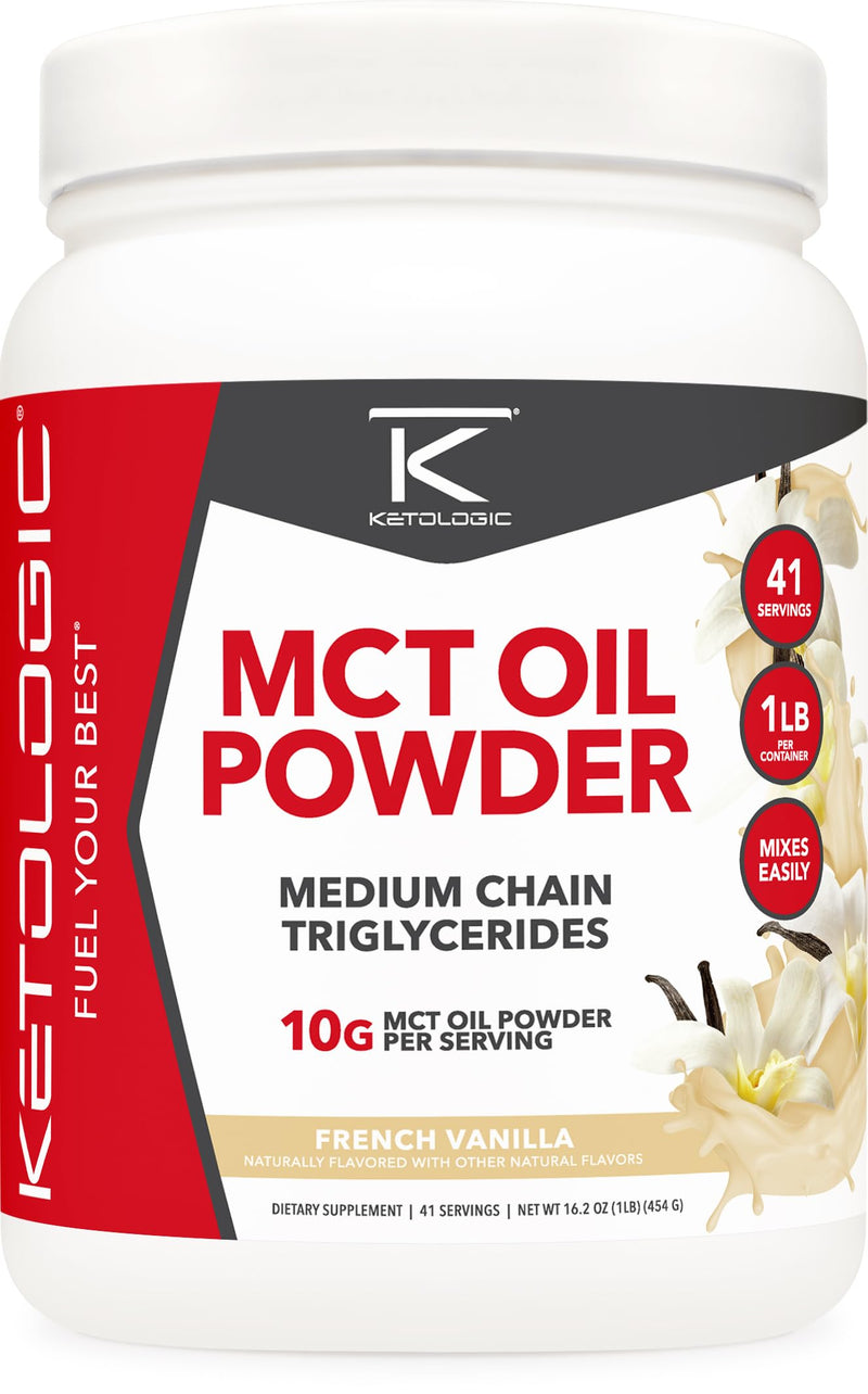 [Australia] - Ketologic MCT Oil Powder French Vanilla (1 LB) ‚Äì Keto Coffee Creamer & Energy Support ‚Äì 41 Servings of Medium Chain Triglycerides for Focus & Fuel 