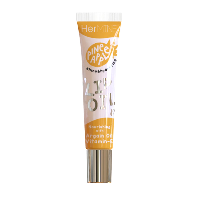 HerMINE Nourishing Lip Oil with Argan Oil & Vitamin E Clear Long Lasting Hydrating Lip Moisturizing Gel 15g / 0.52oz (Pineapple) Pineapple