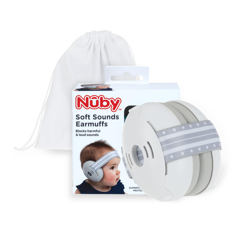 [Australia] - Nuby Soft Sounds Earmuffs - Adjustable Baby Earmuffs - Baby Essentials for Travel - White 