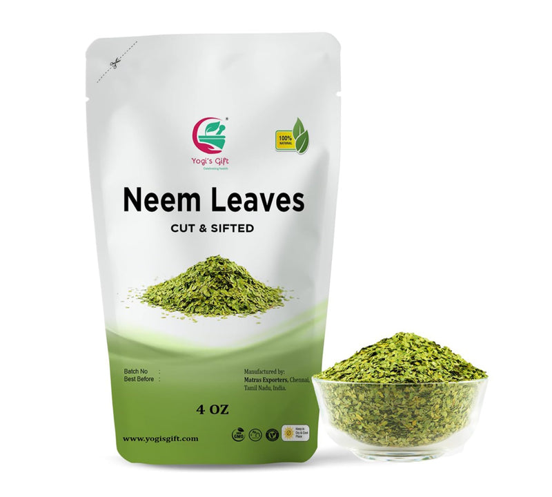 [Australia] - Neem Leaf 4 oz | 100% Natural Detox Neem Tea | Neem Leaves Cut and Sifted | Azadirachta Indica Leaf | Margosa Leaves | Non-GMO, Ethically Sourced | Nim Leaves | by Yogi's Gift® Neem Leaves 4 oz 