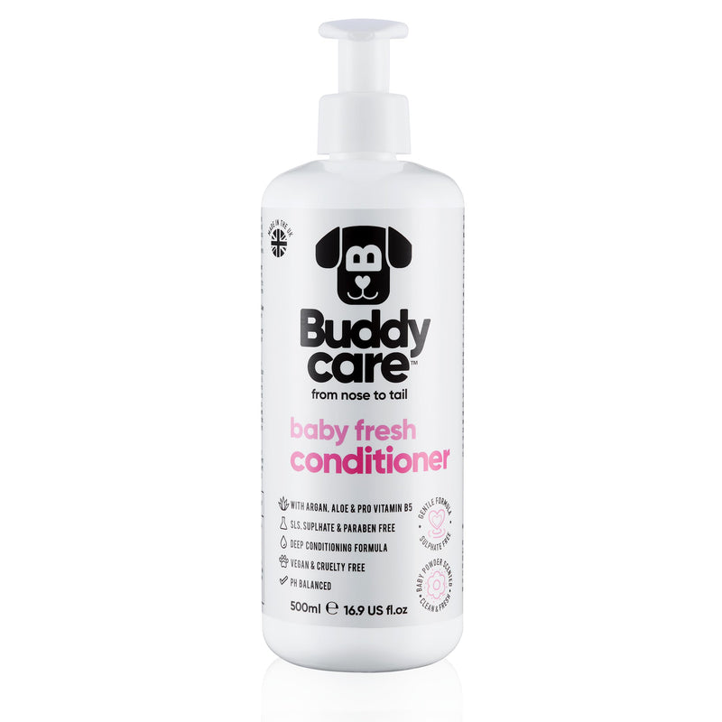 Baby Fresh Dog Conditioner (16.90oz) Made with Aloe Vera, Argan Oil & Pro Vitamin B5 to Detangle Matted Coats & Relieve Sensitive & Itchy Skin, Suitable for Puppies from 8 Weeks, Vegan Baby Fresh 16.9 Fl Oz (Pack of 1) - PawsPlanet Australia