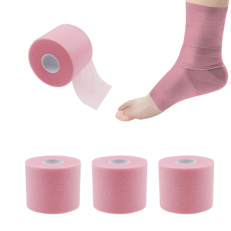 Pre Wrap Tape,TTZEZE Athletic Foam Underwrap,Soft Prewrap Headbands,Smooth Sports Wrap Roll,Pre Wrap Bandage Sport Tape for Ankles Wrists Hands Elbows 2.76 Inch x 30 Yards Light Pink 4-Rolls