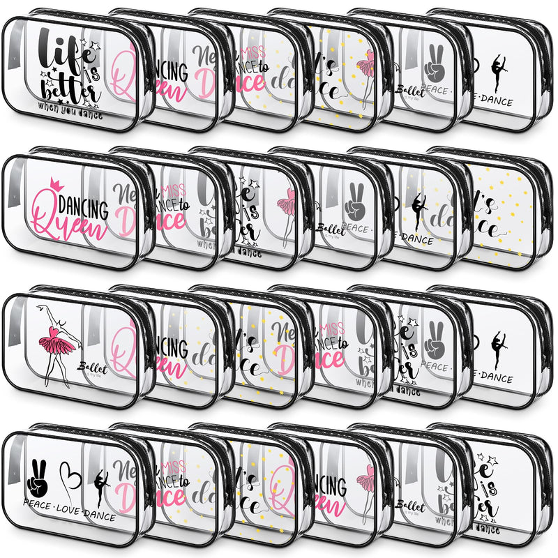Abbylike 24 Pcs Clear Makeup Bags Cheer Dance Team Gifts Zipper,Dance | Waterproof PVC Toiletry Cases, Bulk Team Gifts, Zipper Closure for Organized Cosmetic Storage, 7 x 4.7 x 2.4 Inches