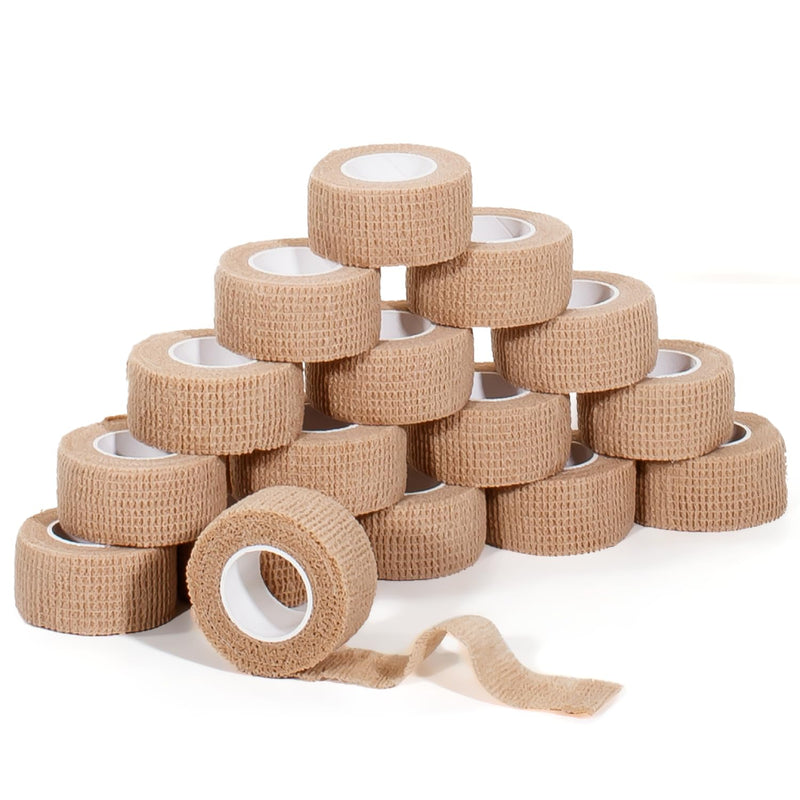 [Australia] - Self Adhesive Bandage Wrap,Bandage Tape,Medical Tape,Vet Tape,Athletic Tape Gauze,for First Aid,Sports, Wrist, Ankle (16pcs Beige, 1inch*5Yards) Skin Color 1inch*16rolls 