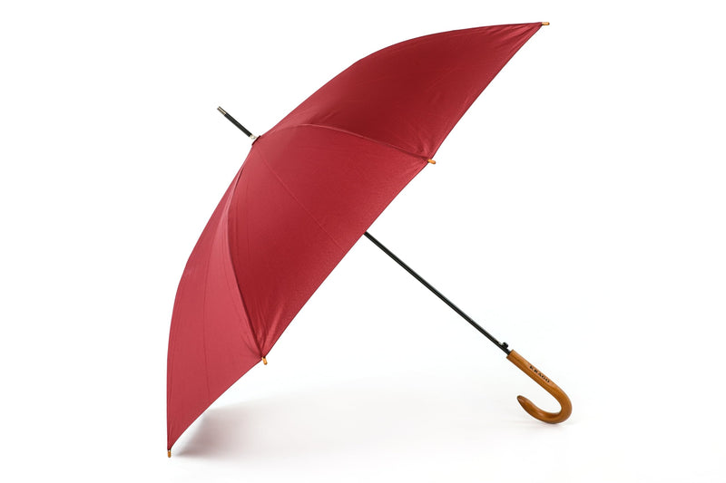 Generic Travel Umbrella, Real Wood Handle Classic Golf Umbrella Windproof Auto Open Rainproof Cane Stick Umbrellas Bordo