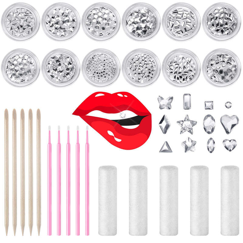 [Australia] - Leelosp 480 Pcs Tooth Gem Kit DIY Teeth Crystals Jewelry Fashionable Teeth Gems Kit Artificial Crystal Tooth Reflective Ornaments (Without Glue) (White) 