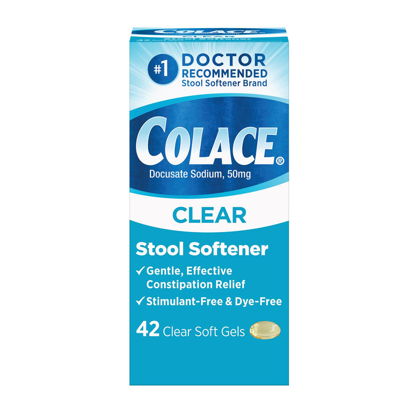 [Australia] - Colace Clear Stool Softener Soft Gel Capsules Constipation Relief 50mg Docusate Sodium Doctor Recommended 42ct 