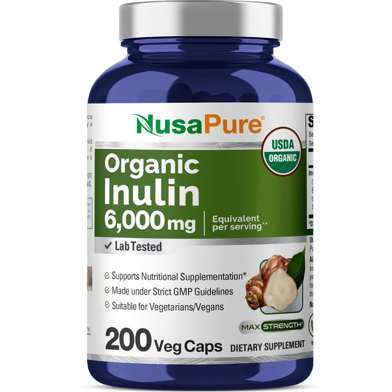 [Australia] - NusaPure Inulin Powder 20:1 Extract, 300 mg Equivalent to 6,000mg | 200 Veggie Capsules |USDA Organic and Non-GMO Supplement 