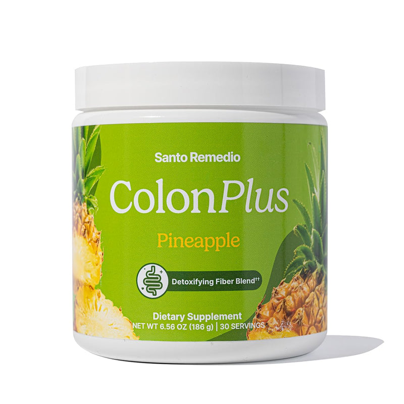 [Australia] - Santo Remedio Colon Plus, Colon Cleanser, Dietary Psyllium Husk Fiber and Probiotics Supplement, 30 Servings, Pineapple Flavor 
