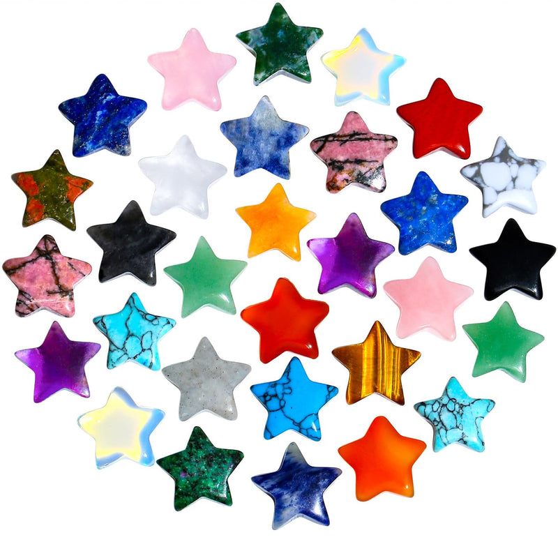 [Australia] - DUQGUHO 20 Pcs Crystals Star Natural Healing Crystal Set Polished Stone Chakra Assorted Crystals Protection Sacred Meditation Energy Reiki Balancing Crystal Multicolor-20 Pcs 