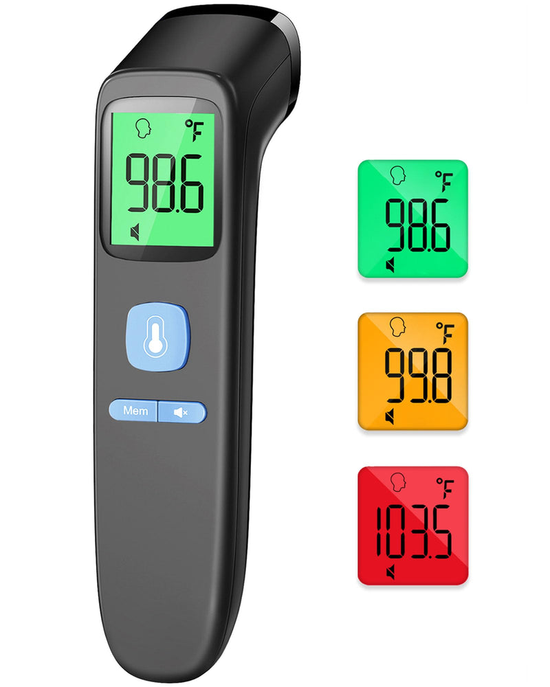 [Australia] - ANMEATE No-Touch Forehead Thermometer for Adults, Infrared Digital Thermometer for Kids, Touchless Baby Thermometer, Accurate Reading with Large Display, Mute Mode, Memory Recall, Fever Alarm Black 