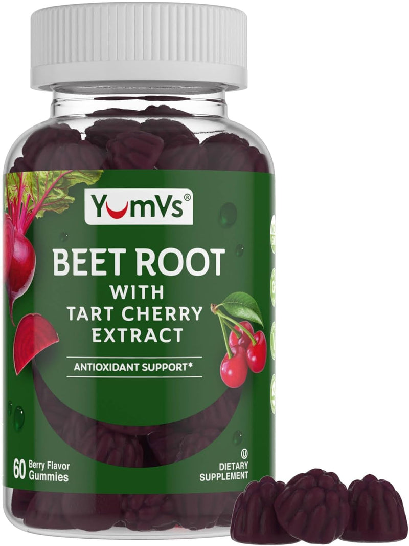 [Australia] - YumVs Beet Root Gummies with Tart Cherry Extract - Berry Flavor Beetroot Gummies - Beet Chews for Blood Circulation and Antioxidant Support - Red Beet Gummies (Berry 60 Count (Pack of 1)) Berry 60 Count (Pack of 1) 