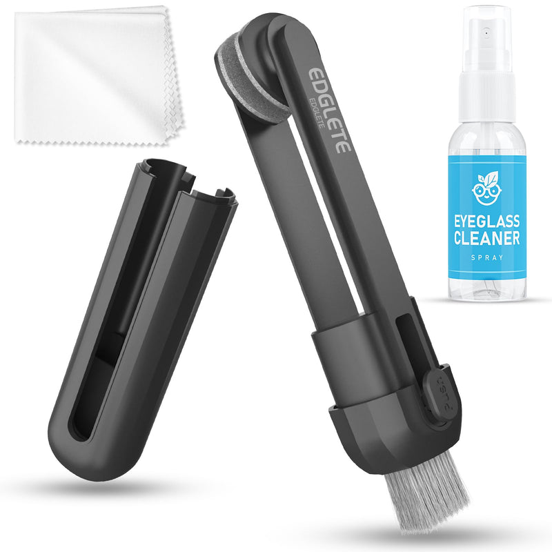 [Australia] - Glasses Cleaner Eyeglass Cleaning Kit- Eye Glass Cleaners Spray with Microfiber Lens Cleaner Cloth, Portable Glasses Cleaning Kit for Travel, 100% Safe Eyeglasses Cleaner Tool, No Streaks & Scratch Black 