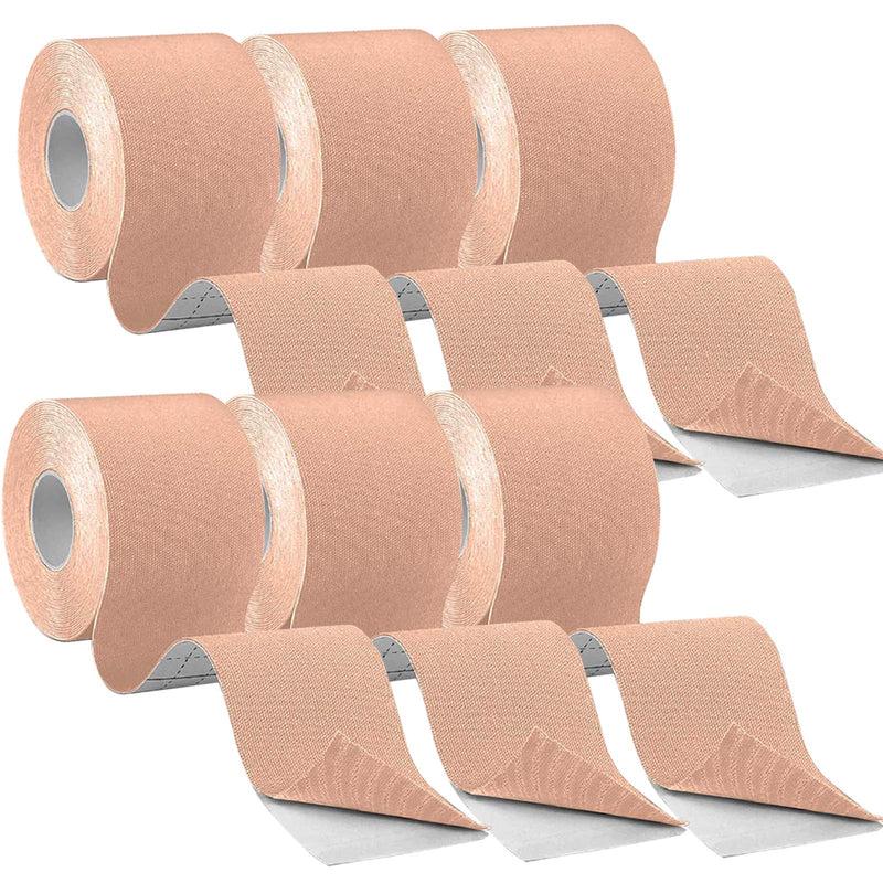 [Australia] - Upgraded 2Inch Kinesiology Tape Set Knee Tape Kinesiology Tape for Knees, 6 Rolls 2" Uncut Beige, Sports Tape for Knee Pain and Support Waterproof Athletic Tape 5CM Knee Joint Adhesive Tape 