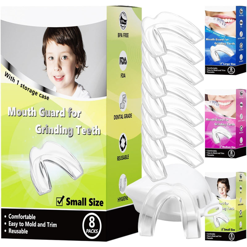 [Australia] - Kids Mouthguard for Teeth Grinding, Pack of 8 Moldable Kids Mouth Guards for Clenching Teeth, Sport Athletic, Whitening Tray 