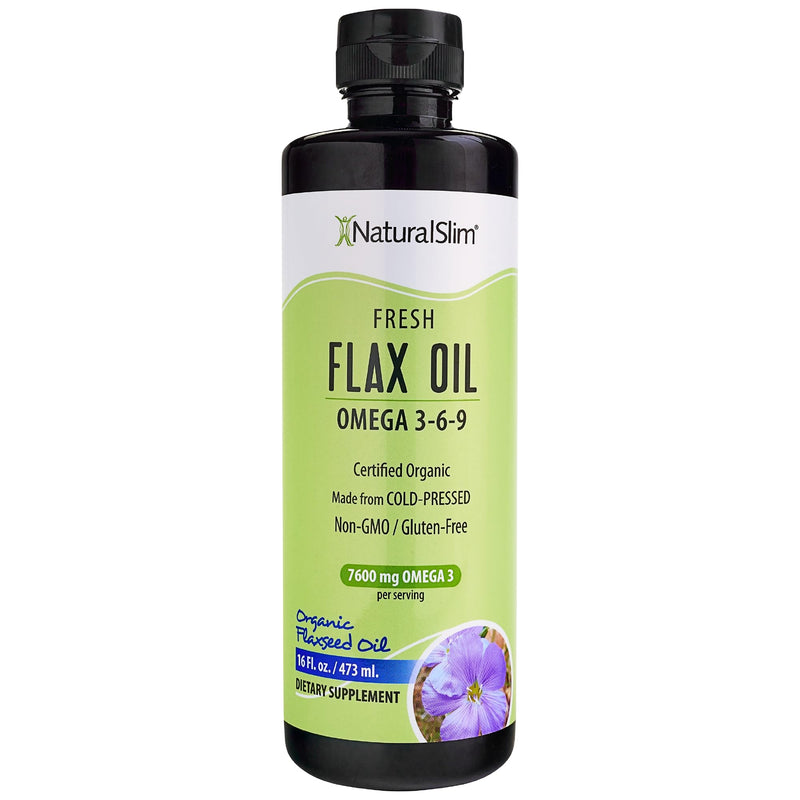 [Australia] - NaturalSlim Flax Oil - Flaxseed Oil Liquid Supplement with Omega 3 6 9 - Cold-Pressed Certified Organic Flax Seed Oil for Hair, Skin, Nails, Healthy Cells & Vegetable Oil for Cooking - 16 fl. Oz. 