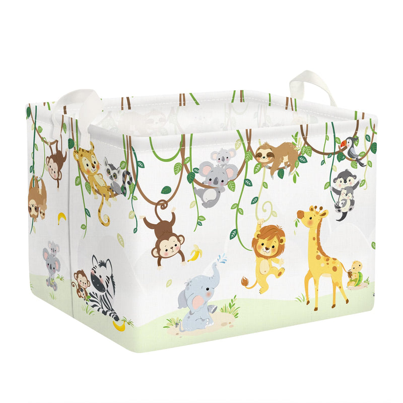 [Australia] - Clastyle Vine Woodland Animal Baby Basket Stuffers Toddler Gift Toy Chest Box Bin Organizer Nursery Room Decor Rectangle Elephant Giraffe Lion Clothes Book Storage Basket 