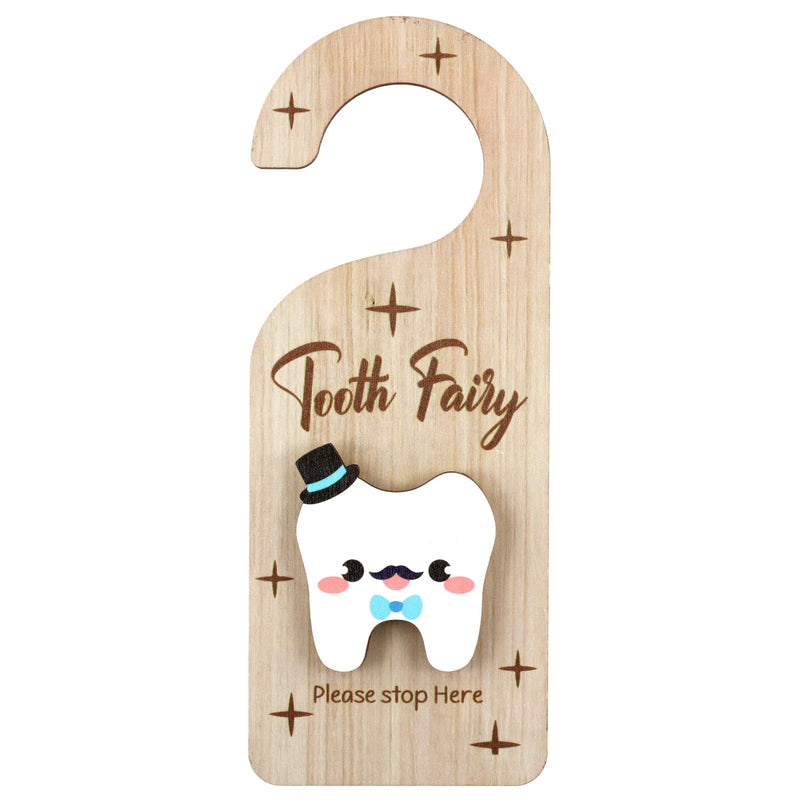 [Australia] - Tooth Door Hanger, Wooden 3D Lost Tooth Keepsake Box with Money Holder Tooth Holder Hanging for Kids Tooth Fairy Accessories Encourage Gift for Room Decor (Boys Style) Boys Style 