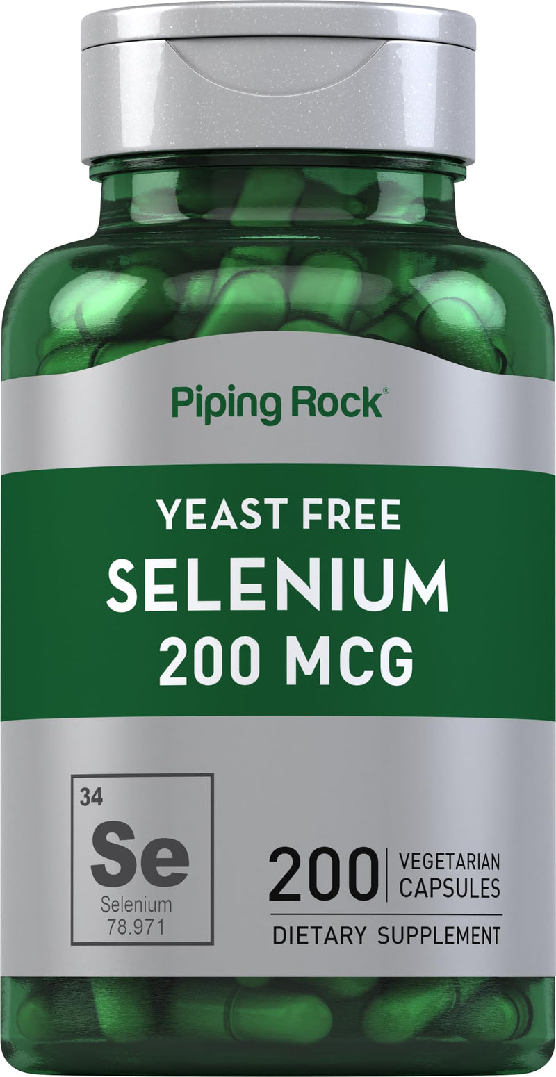[Australia] - Piping Rock Yeast Free Selenium 200mcg | 200 Capsules | Vegetarian, Non-GMO, Gluten Free Formula 