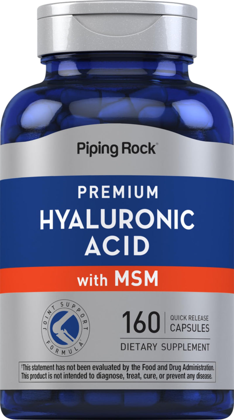 [Australia] - Piping Rock Hyaluronic Acid with MSM | 1000mg | 160 Capsules | Non-GMO and Gluten Free Supplement 
