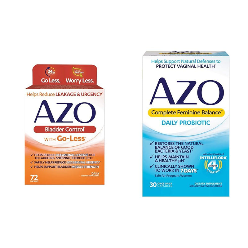 AZO Bladder Control with Go-Less Daily Supplement | Helps Reduce Occasional Urgency & Complete Feminine Balance Daily Probiotics for Women