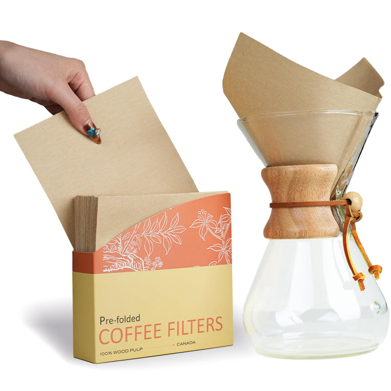 [Australia] - Pre-folded Natural Unbleached Coffee Filters - 50 Pack, Compatible with Pour-Over Coffee Makers 