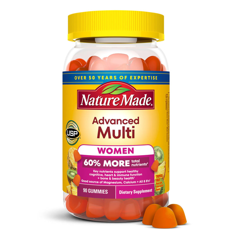 Nature Made Advanced Womens Gummy Multivitamins, 90 Multi Vitamin Gummies | Multivitamin Gummies for Women with Magnesium Citrate, Calcium, & B Vitamins, Daily Nutritional Support, 30 Day Supply 90 Count (Pack of 1)