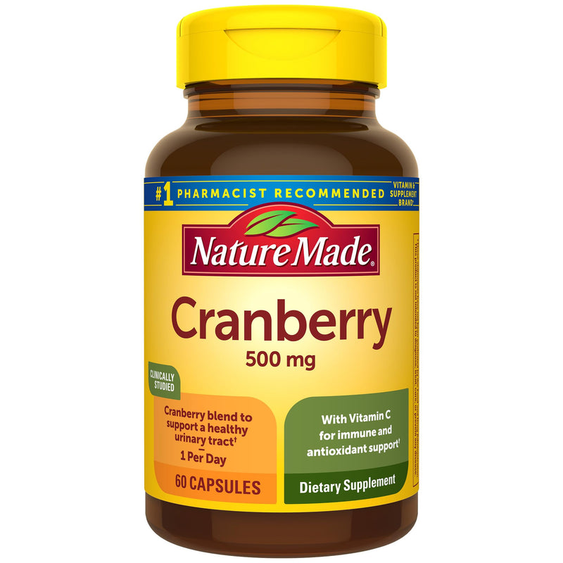 [Australia] - Nature Made Cranberry Supplement 500mg with Vitamin C for Immune & Antioxidant Support, Cranberry Blend for Urinary Tract Health, One Per Day, 60 Capsules 