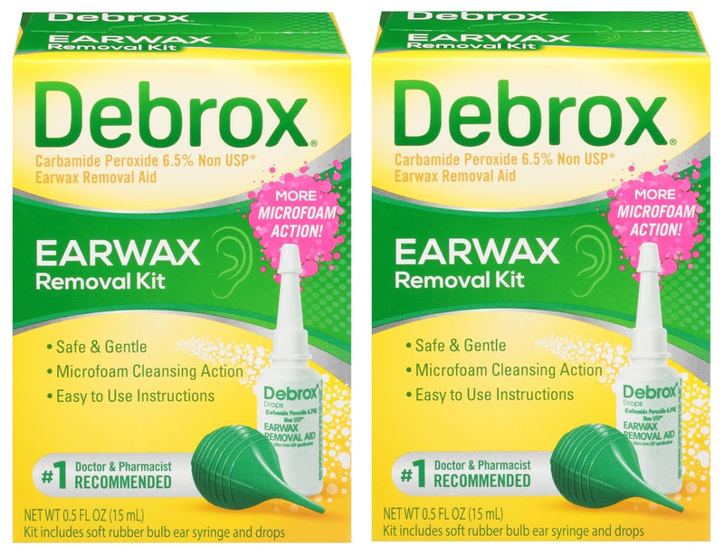 [Australia] - Debrox Ear Wax Removal Kit - Includes Bulb Syringe and 0.5 Fl Oz Removal Drops for Cleaning Ears (Pack of 2) Pack of 2 