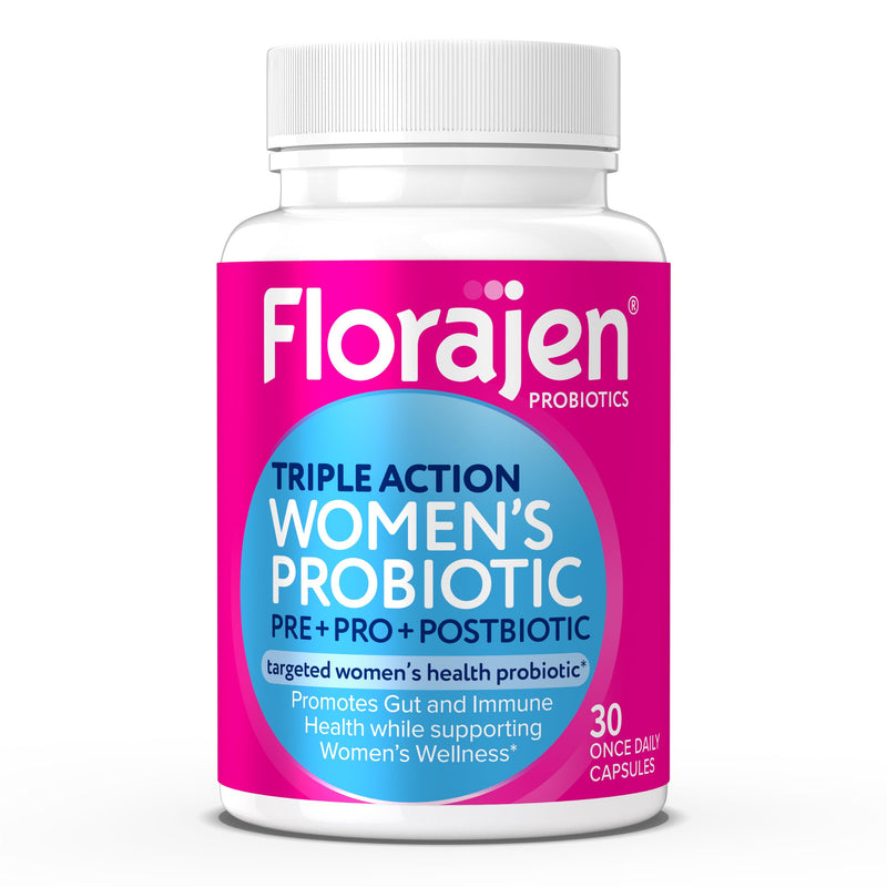 [Australia] - Florajen Women's Complete Triple-Action Prebiotic + Probiotic + Postbiotic for Digestive & Immune Support - Fast-Acting Relief from Constipation & Bloating - Gluten-Free - Vegan - Non-GMO - 30-Count 30 Count (Pack of 1) 