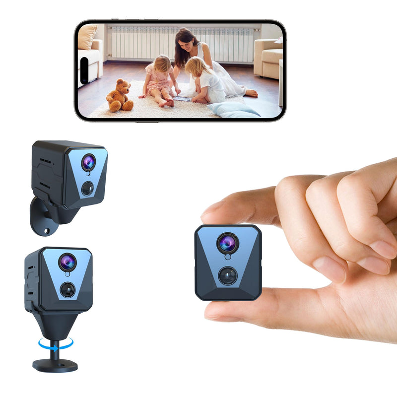 [Australia] - 2025 Upgraded Security Camera, 4K HD Mini Nanny Cam for Home with Night Vision, WiFi Indoor Camera, 100 Days Long Battery Life, Motion Detection, Remote Viewing, Wireless Surveillance Cam WIFI Camera 