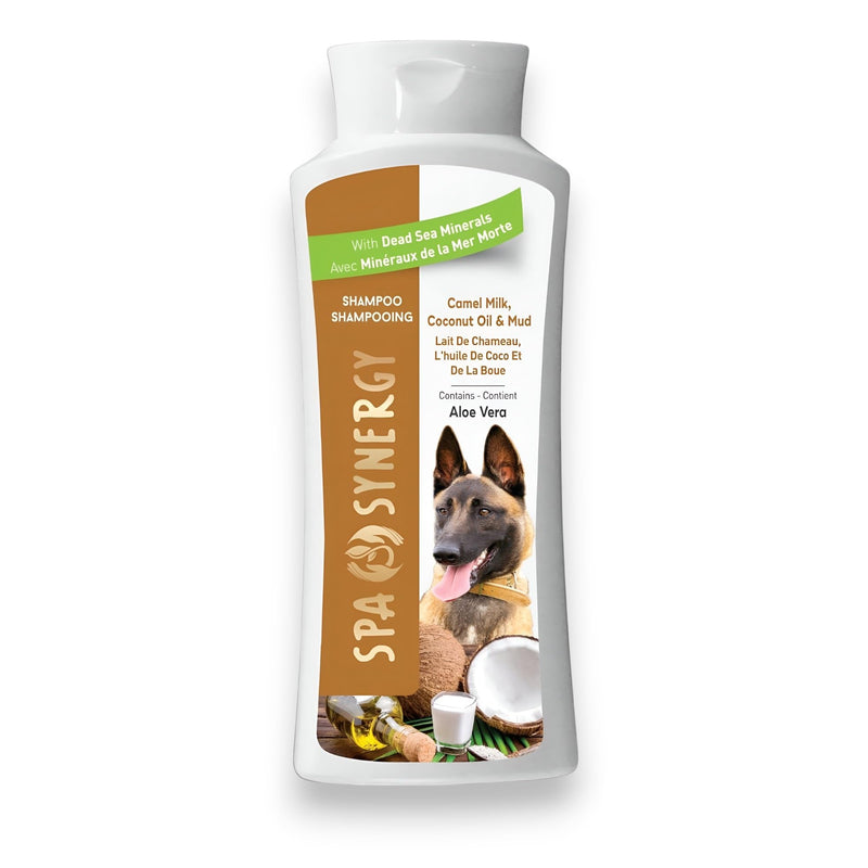Pet Dog Shampoo Mud and Natural Dead Sea Mineral Rich, Aloe Vera & Vitamin-E, Soothing, Soften, Anti Dandruff, Cleansing- Camel Milk & Coconut Oil - (1) Bottle 16.5 FL OZ - PawsPlanet Australia