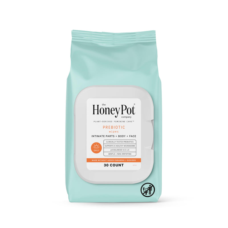 [Australia] - The Honey Pot Company - Prebiotic Feminine Wipes - Herbal Infused Feminine Hygiene Wipes for Sensitive Skin Types - PH Balanced Plant Based Wipes Free from Parabens and Sulfates - 30 ct. 30 Count (Pack of 1) 