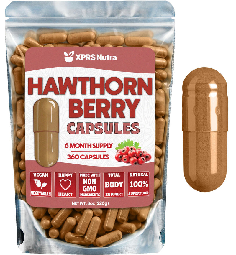 [Australia] - Hawthorn Berry Powder Capsules - 360 Count (6 Month Supply) - Premium Hawthorn Berry Capsules for Cardiovascular Support - Hawthorne Berry Powder - An Ideal Hawthorne Supplement for Men and Women 