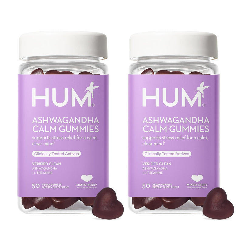[Australia] - HUM Ashwagandha Calm- L-Theanine & Ashwagandha for Daily Relaxation & Mood Support - Mixed Berry Flavor (100 Vegan Gummies)… 100 Gummies 