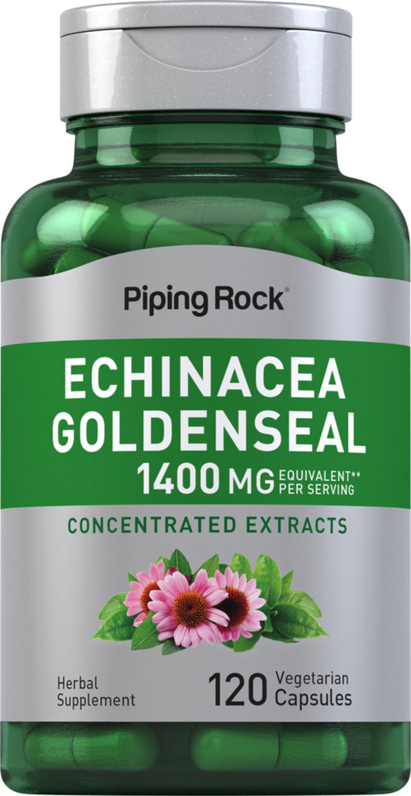 [Australia] - Piping Rock Echinacea Goldenseal Capsules | 1400mg | 120 Vegetarian Capsules | Non-GMO, Gluten Free Supplement 