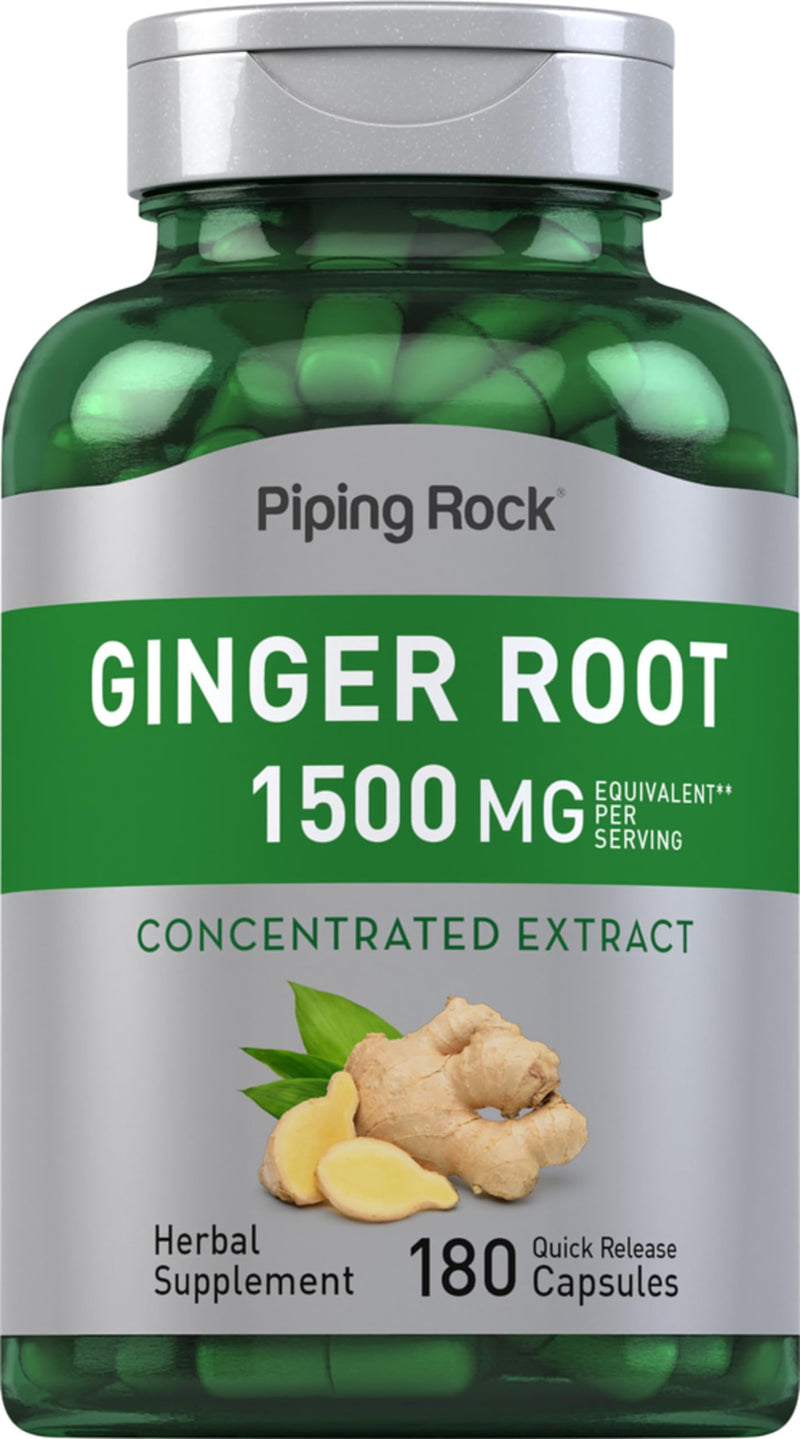 [Australia] - Piping Rock Ginger Root Capsules | 1500 mg | 180 Count | Non-GMO, Gluten Free Supplement 