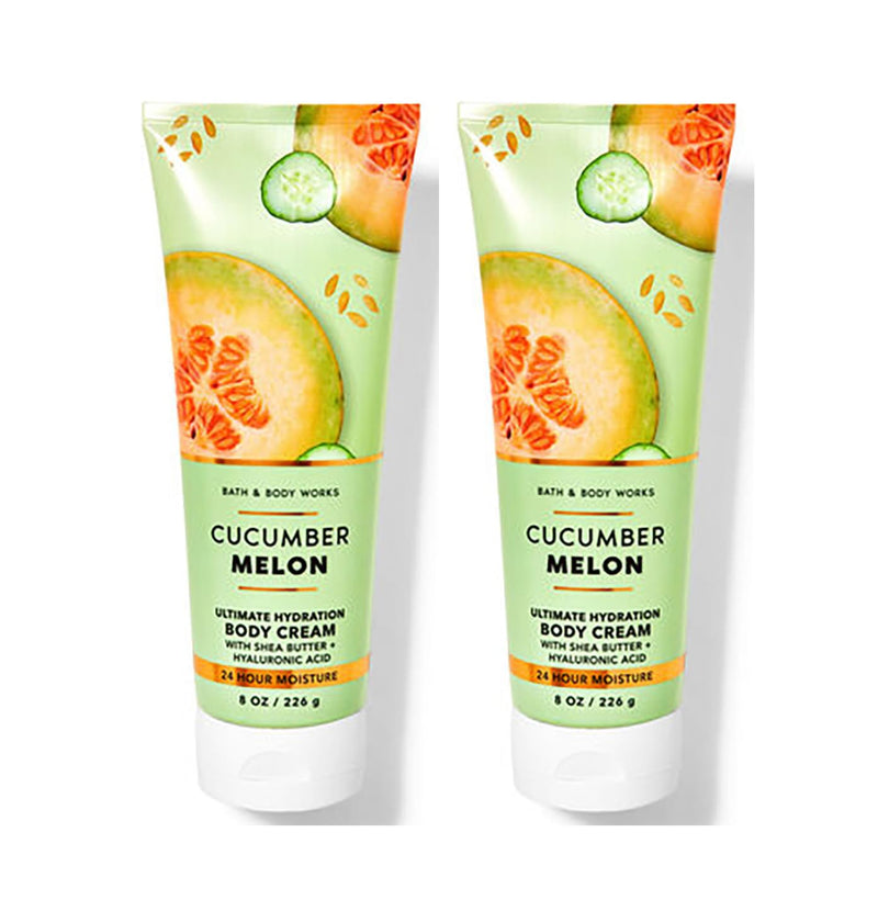 Bath & Body Works Cucumber Melon Ultra Shea Body Cream, 8oz Each, Pack of 2 (Cucumber Melon)