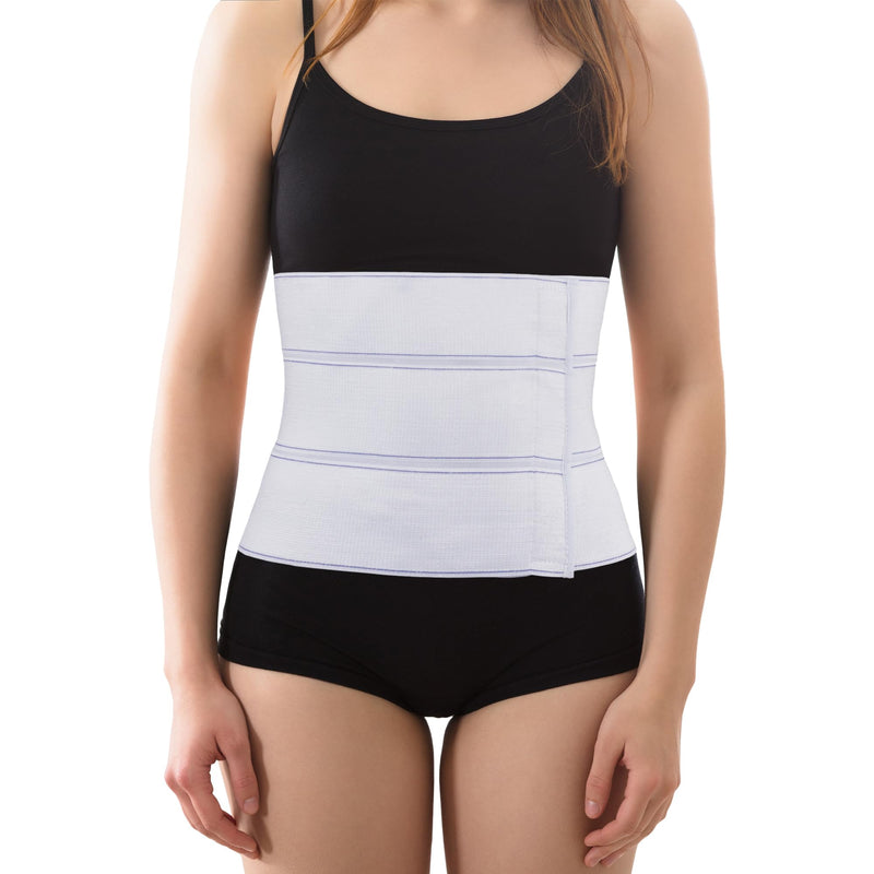 ORTONYX 9" Abdominal Binder for Men & Women, Postpartum Post-operative Post-surgery Compression Band, Umbilical Hernia Belt White 45"-60"