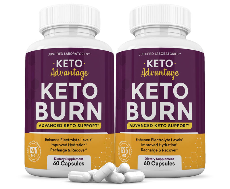[Australia] - (2 Pack) Keto Advantage Keto Burn Pills 1275MG New & Improved Formula Contains Apple Cider Vinegar Extra Virgin Olive Oil Powder Green Tea Leaf 120 Capsules 