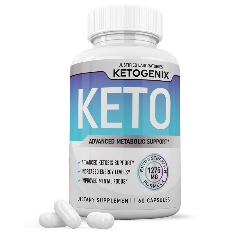[Australia] - Ketogenix Keto Pills 1275MG New & Improved Formula Contains Apple Cider Vinegar Extra Virgin Olive Oil Powder Green Tea Leaf 60 Capsules 60 Count (Pack of 1) 