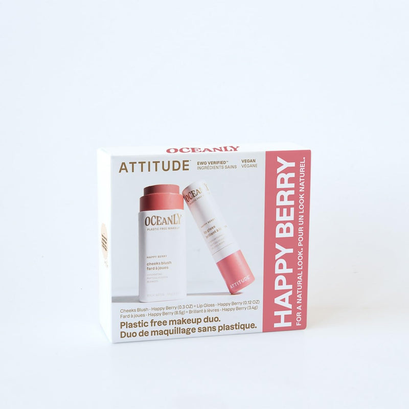 [Australia] - ATTITUDE Happy Berry Makeup Duo Box Set, EWG Verified, Titanium Dioxide-Free, Plastic-free, Plant and Mineral-Based, Vegan Beauty Products, Set of 2 Makeup Sticks 1 Set 