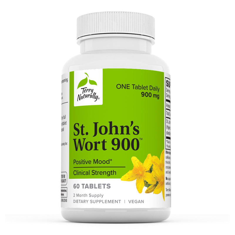 [Australia] - Terry Naturally St. John’s Wort 900 mg - 60 Tablets - Supports Emotional Health for 24 Hours - Non-GMO, Vegan, Gluten Free - 60 Servings 