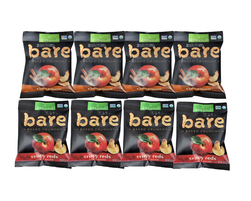 [Australia] - Bare Apple Organic Variety Pack, 8 ct, 0.53 oz Each, 4 Crispy Reds & 4 Cinnamon, Healthy Snacks For Adults, Kids, Office, School and Road Trips Packaged by ComboCreations 
