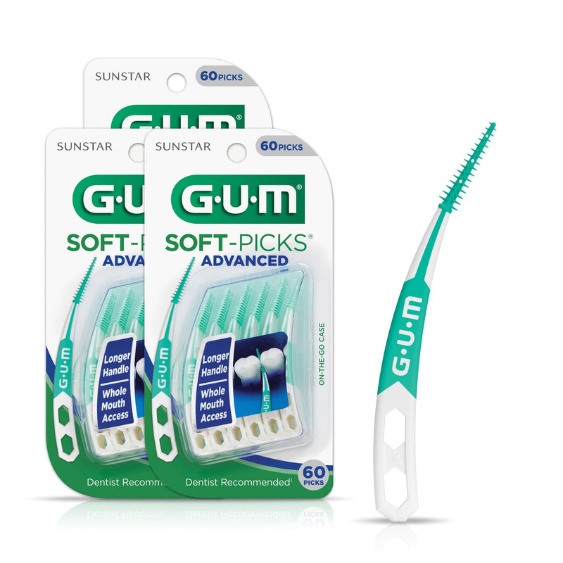 [Australia] - GUM Soft-Picks Advanced, Easy to Use Dental Picks for Teeth Cleaning and Gum Health, Disposable Interdental Brushes with Convenient Carry Case, Dentist Recommended Dental Picks, 60ct (3pk) Original 60 Count (Pack of 3) 