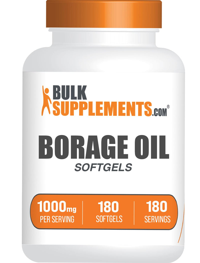 [Australia] - BulkSupplements.com Borage Oil Softgels - Gamma Linolenic Acid Supplement, Borage Oil Supplements, Borage Oil 1000mg - Gluten Free, 1 Softgel per Serving, 180 Count (Pack of 1) 