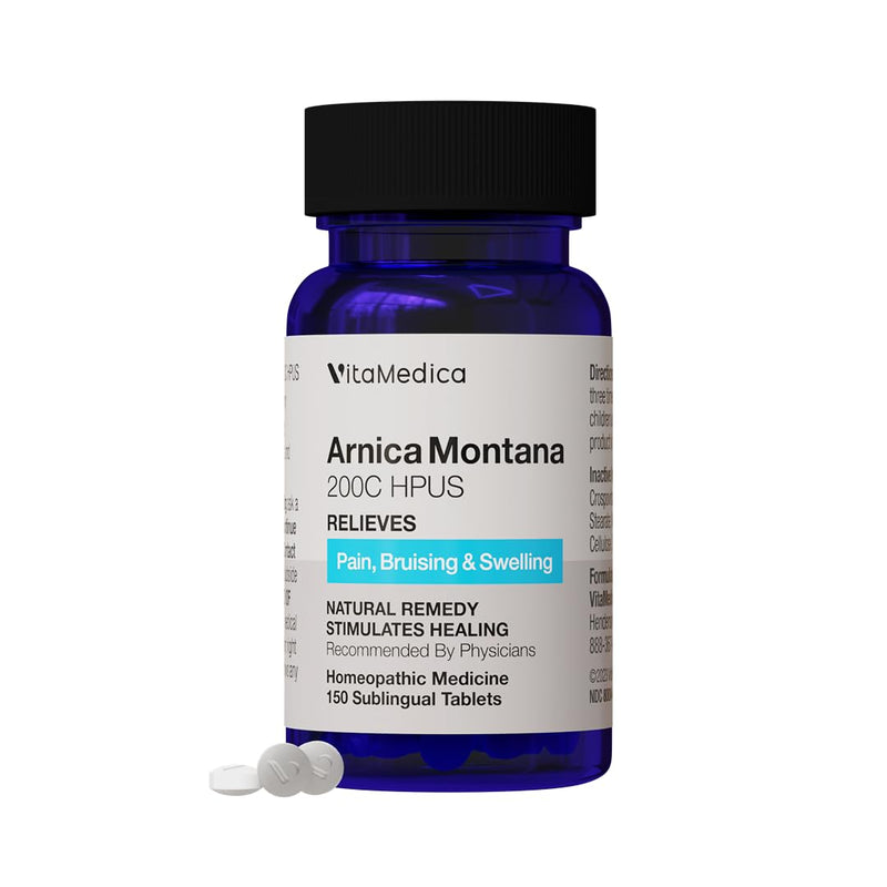 [Australia] - VitaMedica Arnica Montana 200C Rapid Dissolve Tablets for Natural Pain, Bruising, and Swelling Support - High Potency Homeopathic Medicine for Injury and Surgery Recovery - 150 Ct - 50 Servings 