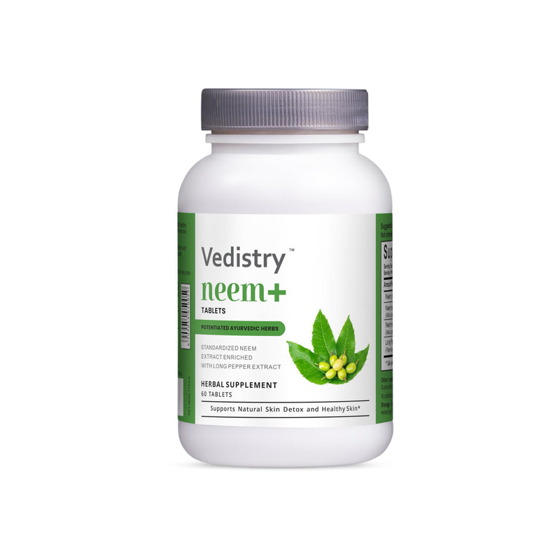 [Australia] - Neem+ Tablets 1100 mg with Neem & Long Pepper Extract - 60 Tablets - Herbal Supplements, Vegan- Pack of 1 